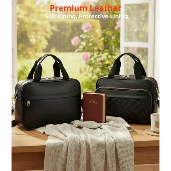 Leather Bible Cover Case with Ribbon Bookmark - Picture 4 of 11